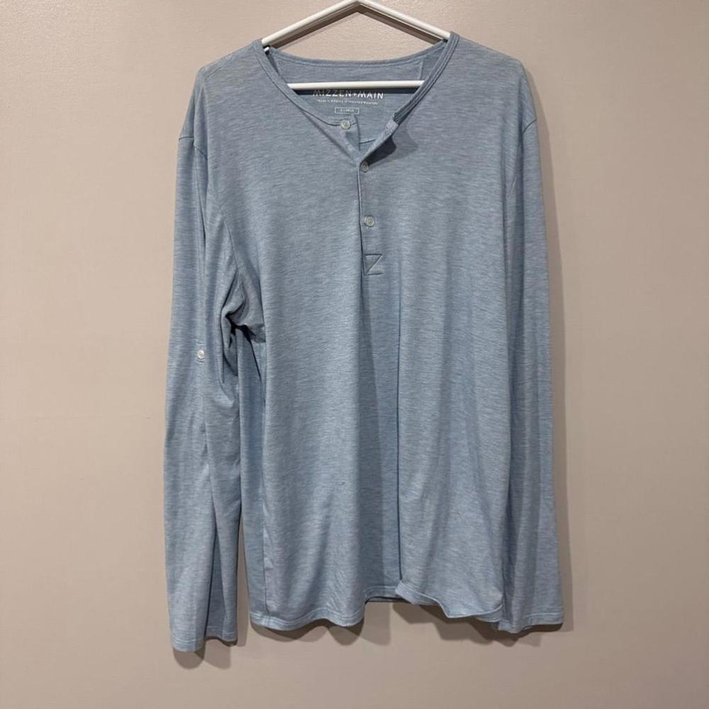 Mizzen+Main Men's XL Blue Long Sleeve Henley Shirt